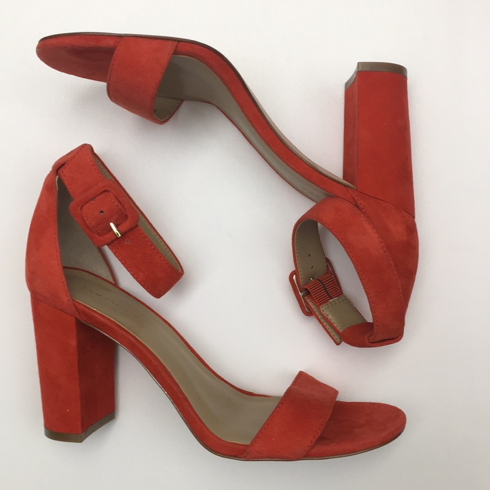 Ann Taylor Suede Orange Block Heels - New!